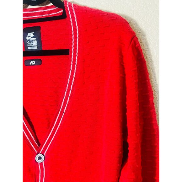 RARE Mens Nike Sportswear Athletic Department Red Contrast Sweater Cardigan Med - Picture 4 of 10